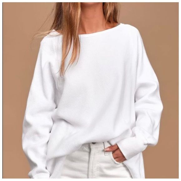NWT We The Free | Free People Amelia Waffle Knit Oversized Top - Picture 6 of 8